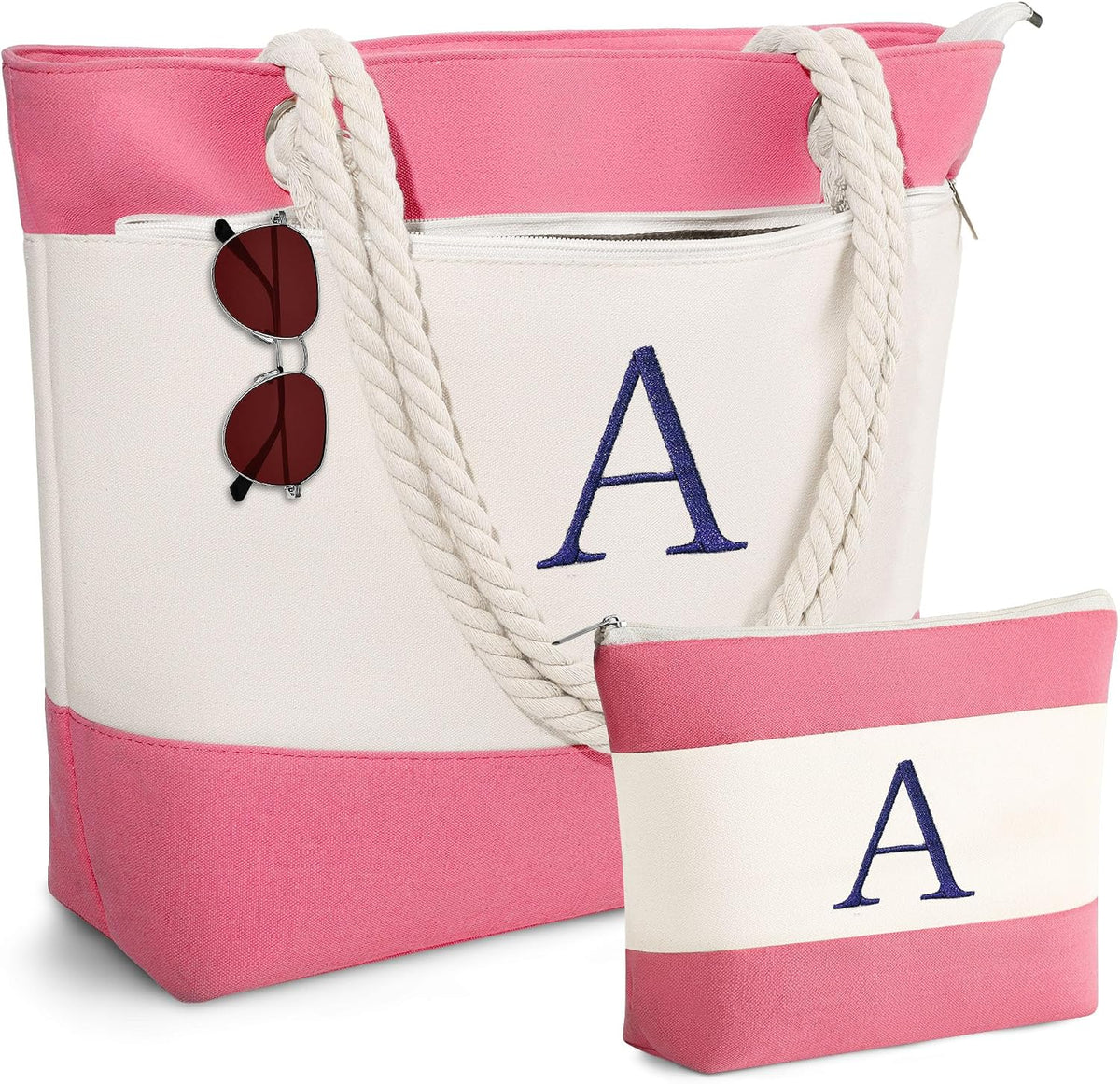 Birthday Gifts for Women, Initial Canvas Beach Tote Bags for Women