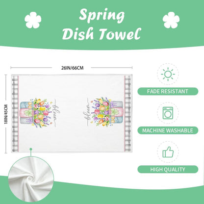 Lavender Tulip Spring Kitchen Towels Dish Towels Set of 2,Pink Floral Hand Towels 18x26 Inch Drying Dishcloth,Farmhouse Home Seasonal Spring Decorations AD273