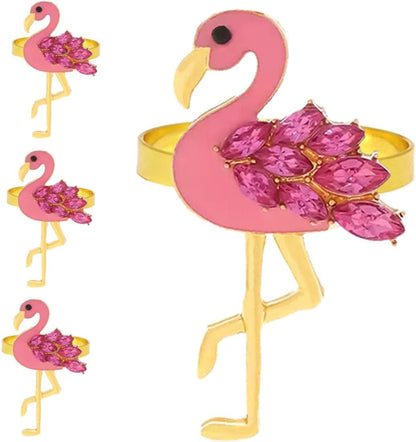 4 Pack Flamingo Napkin Rings Pink Animal Napkin Holders Decorative Rings for Wedding Party Family Gatherings Table Decor