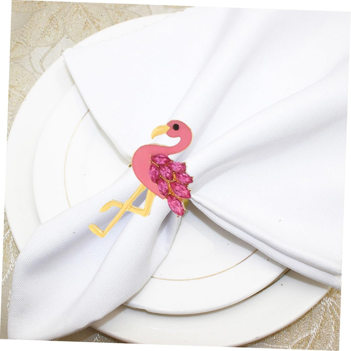 4 Pack Flamingo Napkin Rings Pink Animal Napkin Holders Decorative Rings for Wedding Party Family Gatherings Table Decor