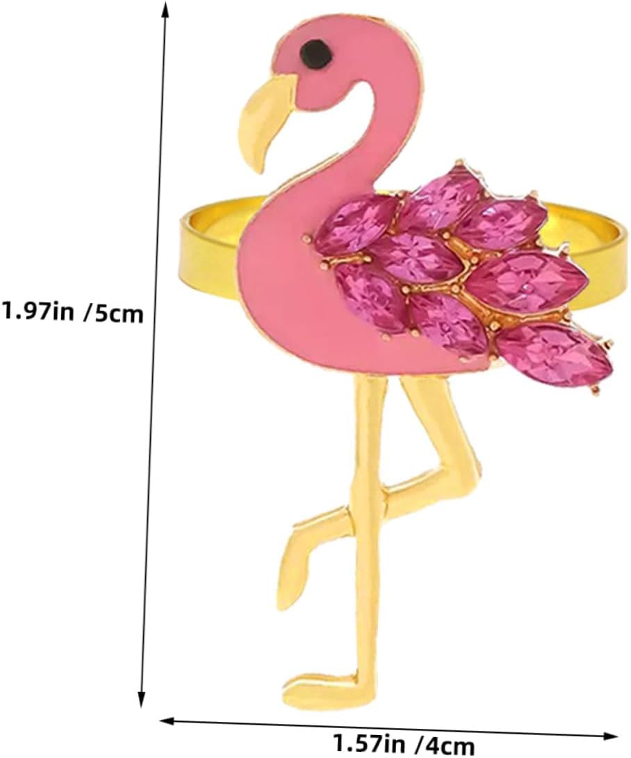 4 Pack Flamingo Napkin Rings Pink Animal Napkin Holders Decorative Rings for Wedding Party Family Gatherings Table Decor