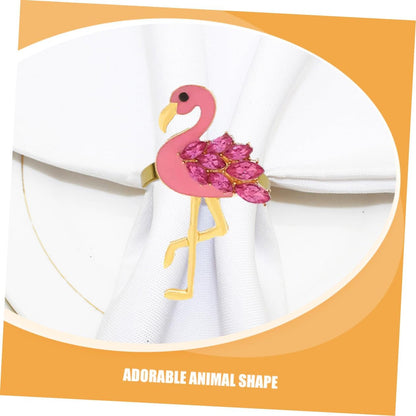 4 Pack Flamingo Napkin Rings Pink Animal Napkin Holders Decorative Rings for Wedding Party Family Gatherings Table Decor