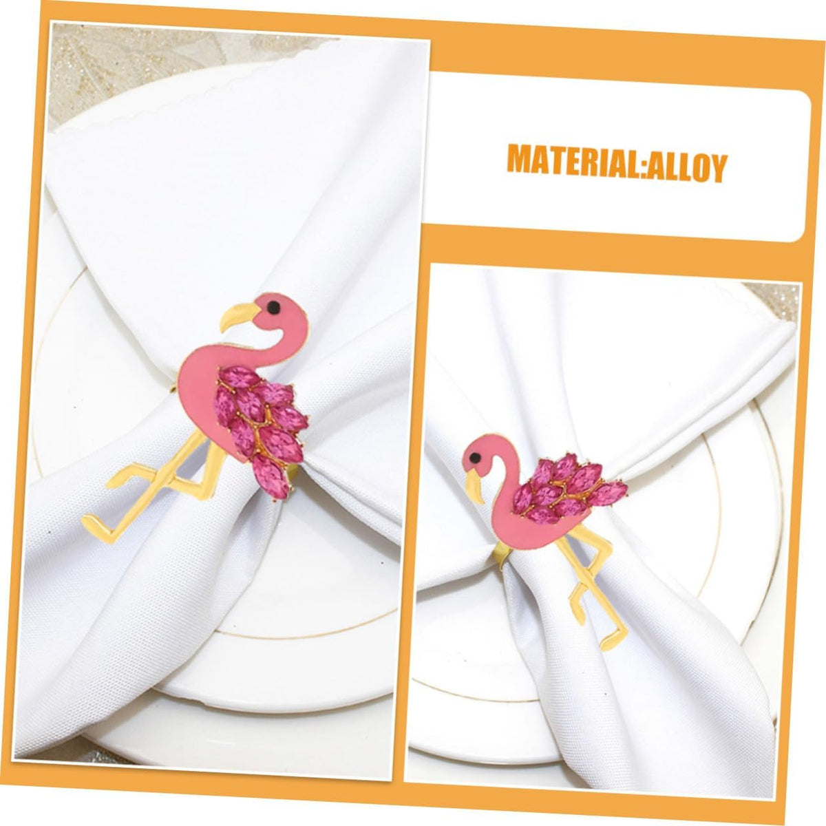 4 Pack Flamingo Napkin Rings Pink Animal Napkin Holders Decorative Rings for Wedding Party Family Gatherings Table Decor