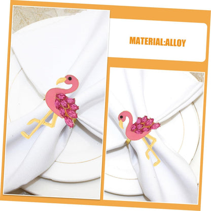 4 Pack Flamingo Napkin Rings Pink Animal Napkin Holders Decorative Rings for Wedding Party Family Gatherings Table Decor