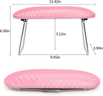 Arm Rest for Nails Tech, Professional Microfiber Leather Nail Hand Rest Stand Arm Rest for Acrylic Nails Cushion Hand Holder with Non-slip - Nail Technician Use Must Have (Pink)