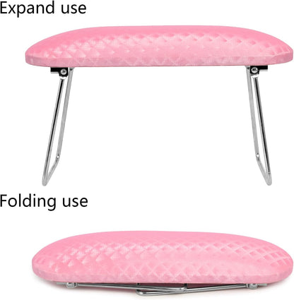 Arm Rest for Nails Tech, Professional Microfiber Leather Nail Hand Rest Stand Arm Rest for Acrylic Nails Cushion Hand Holder with Non-slip - Nail Technician Use Must Have (Pink)