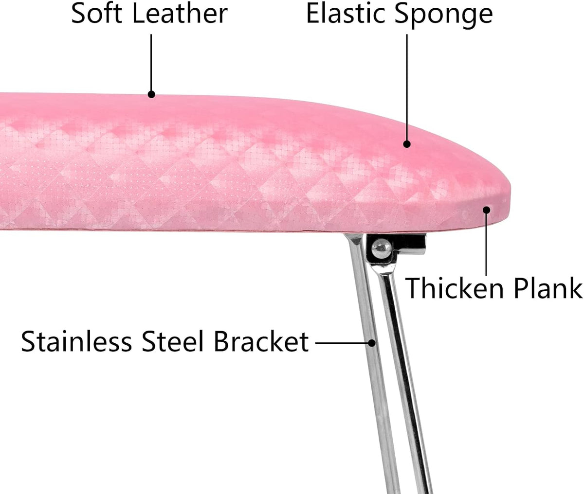 Arm Rest for Nails Tech, Professional Microfiber Leather Nail Hand Rest Stand Arm Rest for Acrylic Nails Cushion Hand Holder with Non-slip - Nail Technician Use Must Have (Pink)