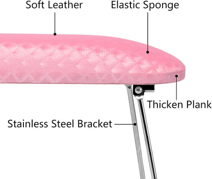 Arm Rest for Nails Tech, Professional Microfiber Leather Nail Hand Rest Stand Arm Rest for Acrylic Nails Cushion Hand Holder with Non-slip - Nail Technician Use Must Have (Pink)
