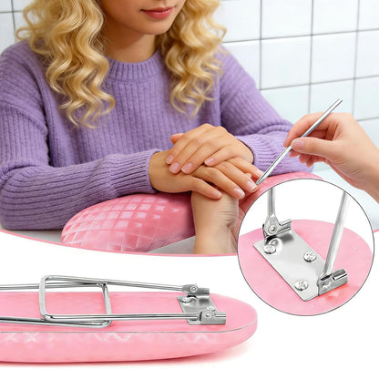 Arm Rest for Nails Tech, Professional Microfiber Leather Nail Hand Rest Stand Arm Rest for Acrylic Nails Cushion Hand Holder with Non-slip - Nail Technician Use Must Have (Pink)
