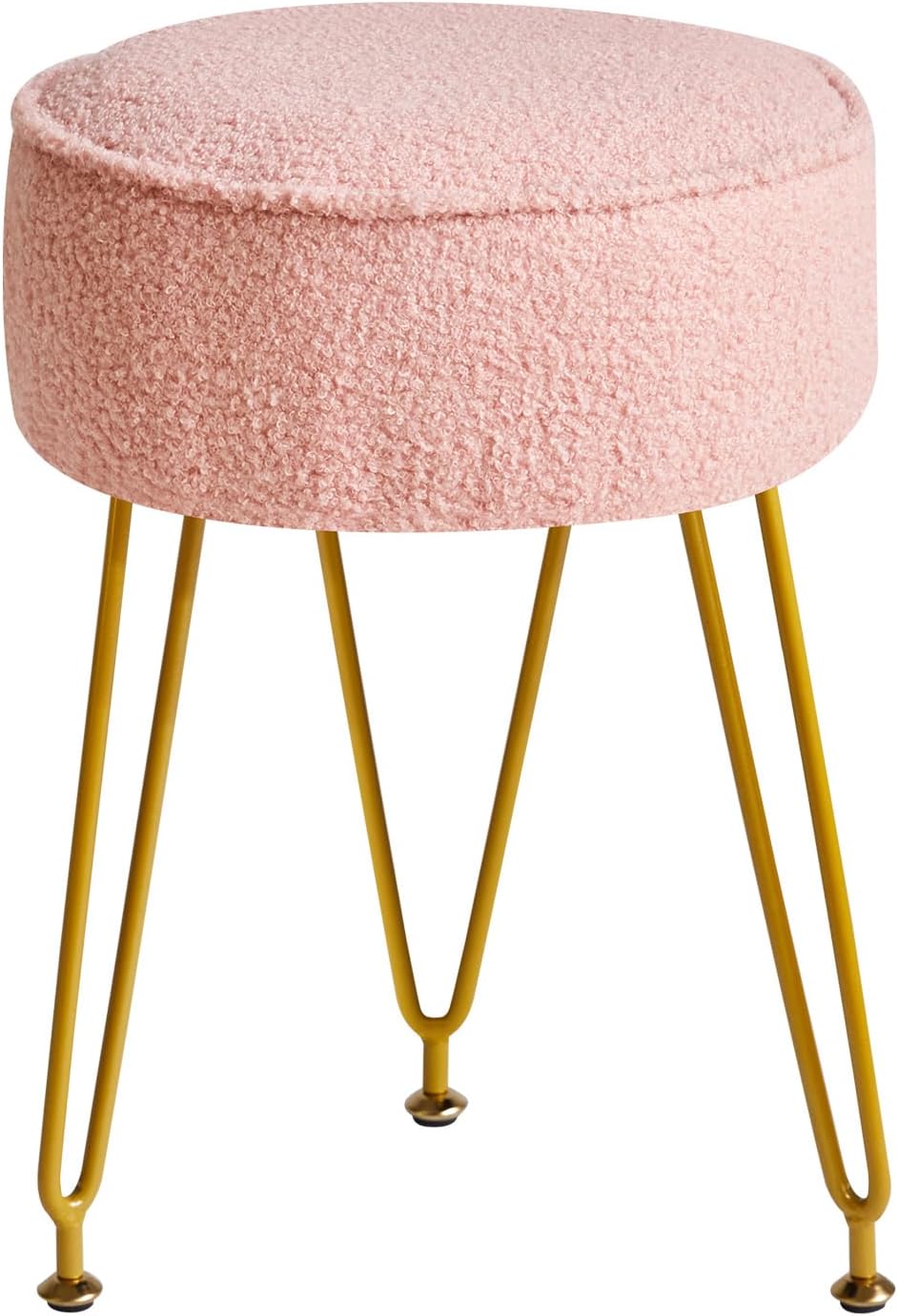 Makeup Vanity Stool Chair, Teddy Velvet Footrest, Pink WBD009P