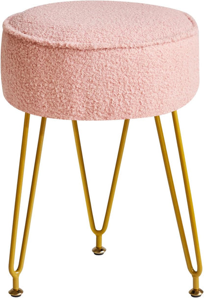 Makeup Vanity Stool Chair, Teddy Velvet Footrest, Pink WBD009P