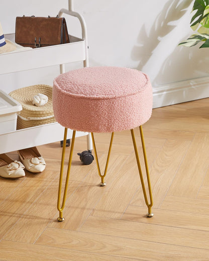 Makeup Vanity Stool Chair, Teddy Velvet Footrest, Pink WBD009P