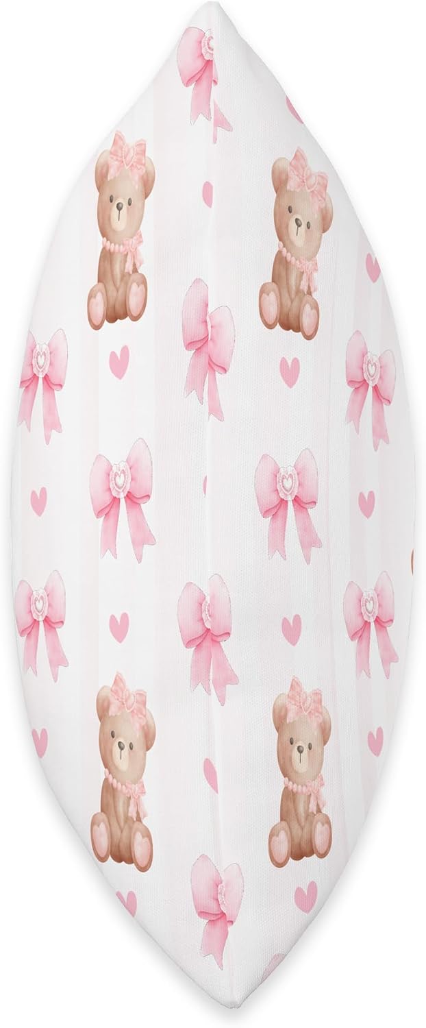 Pink Coquette Bows and Teddy Bears Throw Pillow