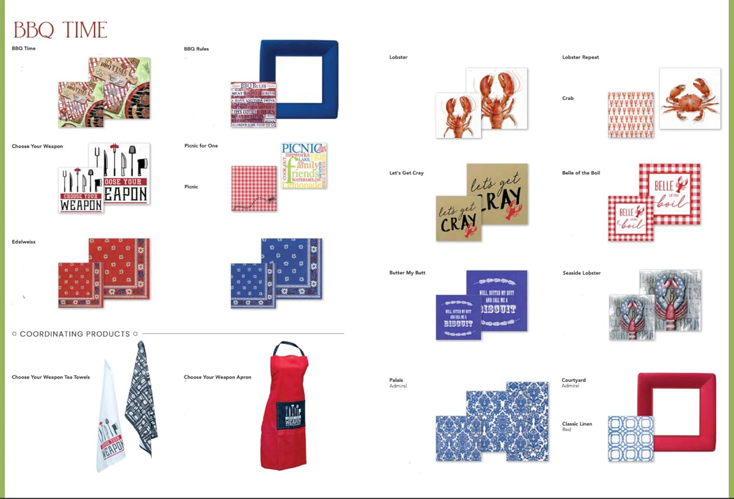IHR Ideal Home Range - Paper Napkins LOBSTER coral 20-Count 3-Ply Lunch Napkins 6.5 x 6.5 inches