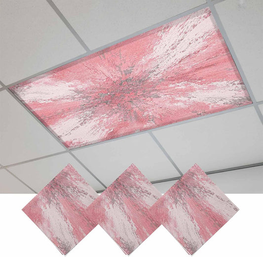 Pink Ombre Fluorescent Light Covers 3 Pack Abstract Blush Pink Grunge Splatter Style Industrial Magnetic Fluorescent Ceiling Lights Filters for Office Classroom Home Drop Ceiling 4x2 Feet