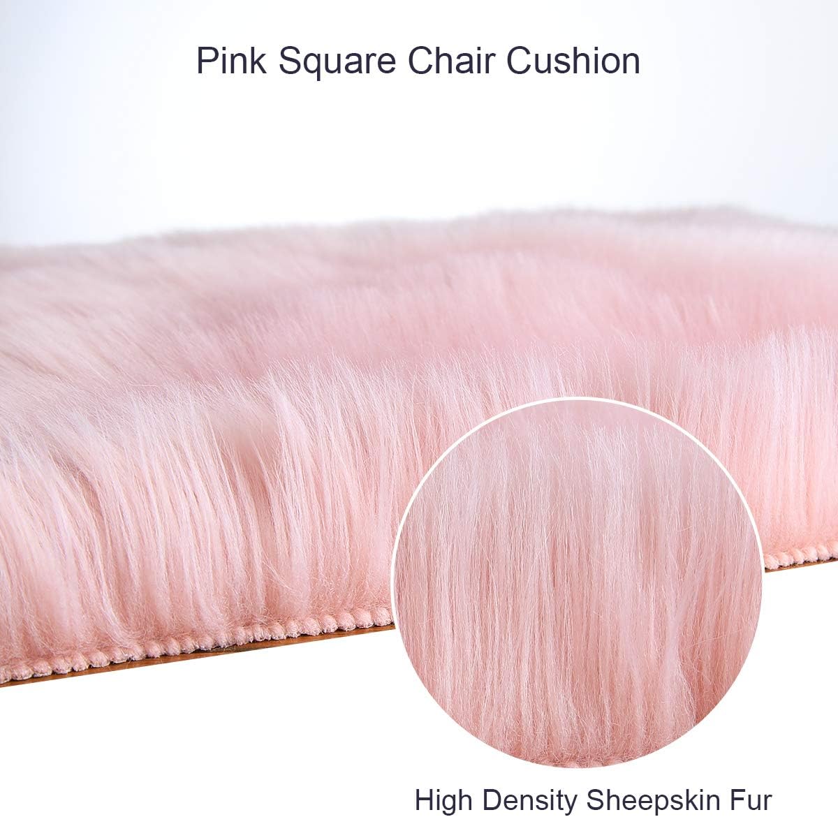 Pink Faux Fur Sheepskin Chair Cover Seat Cushion Pad Super Soft Area Rugs for Living Bedroom Sofa Dorm (1.6ft x 1.6ft)