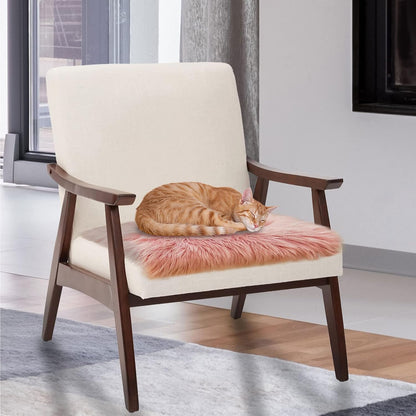 Pink Faux Fur Sheepskin Chair Cover Seat Cushion Pad Super Soft Area Rugs for Living Bedroom Sofa Dorm (1.6ft x 1.6ft)
