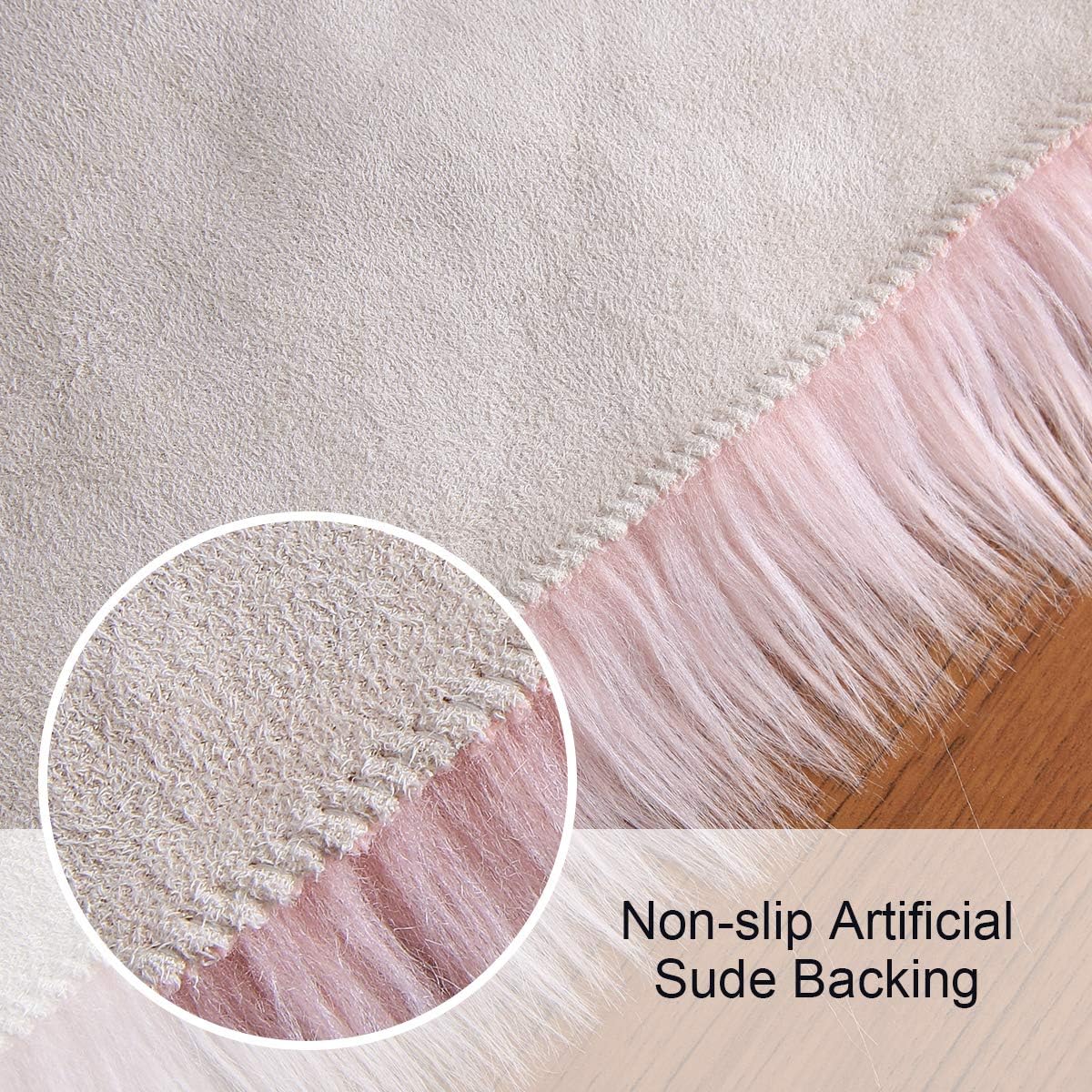 Pink Faux Fur Sheepskin Chair Cover Seat Cushion Pad Super Soft Area Rugs for Living Bedroom Sofa Dorm (1.6ft x 1.6ft)