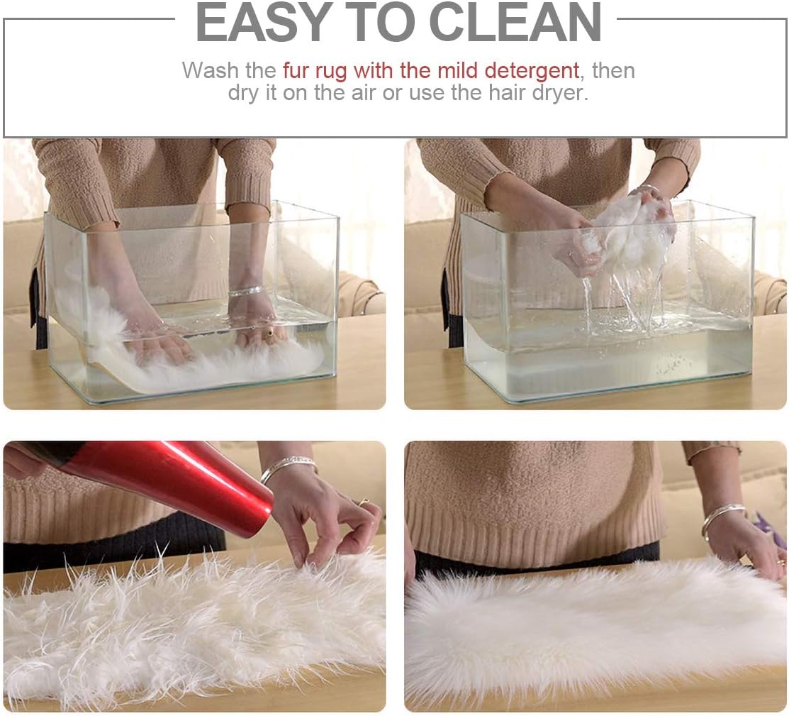 Pink Faux Fur Sheepskin Chair Cover Seat Cushion Pad Super Soft Area Rugs for Living Bedroom Sofa Dorm (1.6ft x 1.6ft)