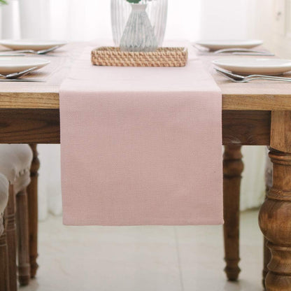 Dining Table Runner 2 Piece Fabric in 1 inches Kitchen Room Dinner Wedding Birthday Party Burlap Rustic Table Runner, Baby Pink
