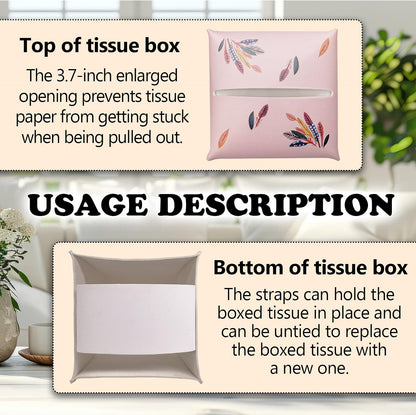 Pink Flamingos Tissue Box Cover Holder, Watercolor Leather Tissue Box Cover Square, Napkin Dispenser Accessories for Bathroom Vanity Countertop, Bedroom Dresser, Night Stand, Desk, Office