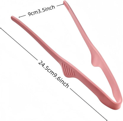 2 Pack Silicone Food Tongs, Heat Resistant Pink & Yellow BBQ Clamps
