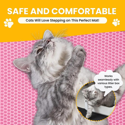 Andalus Brands Medium Cat Litter Mat - Waterproof & Urine-Proof Litter Box Mat, Non-Slip Kitty Litter Mats for Floor, Easy to Clean Litter Trapping Design (24" x 15", Pink)