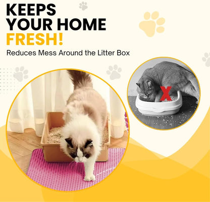 Andalus Brands Medium Cat Litter Mat - Waterproof & Urine-Proof Litter Box Mat, Non-Slip Kitty Litter Mats for Floor, Easy to Clean Litter Trapping Design (24" x 15", Pink)