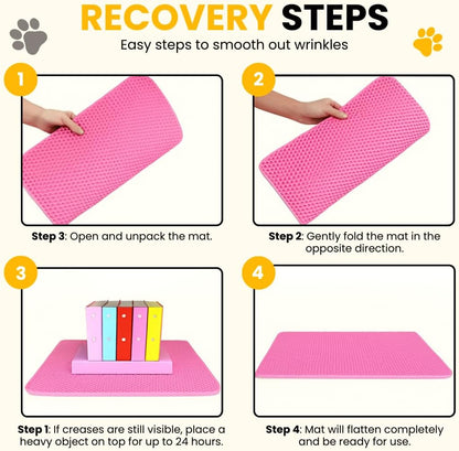 Andalus Brands Medium Cat Litter Mat - Waterproof & Urine-Proof Litter Box Mat, Non-Slip Kitty Litter Mats for Floor, Easy to Clean Litter Trapping Design (24" x 15", Pink)