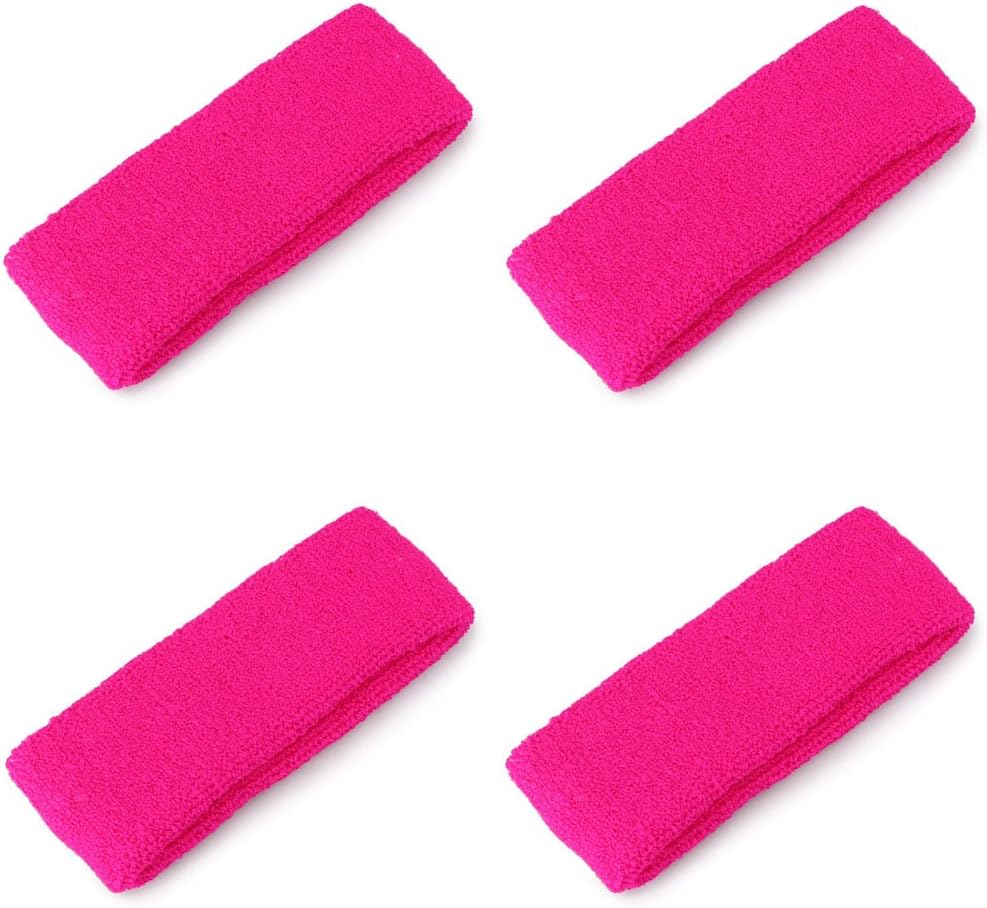 4 Pack Cotton Sports Wristbands Sweatbands Headbands Athletic Tennis Yoga Jogging Basketball Sweatbands for Sports Activities