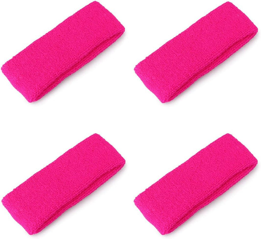4 Pack Cotton Sports Wristbands Sweatbands Headbands Athletic Tennis Yoga Jogging Basketball Sweatbands for Sports Activities