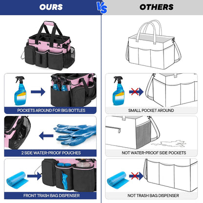 LoDrid Large Professional Cleaning Caddy with Detachable Divider, Pink