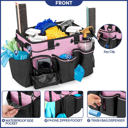 LoDrid Large Professional Cleaning Caddy with Detachable Divider, Pink