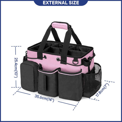 LoDrid Large Professional Cleaning Caddy with Detachable Divider, Pink