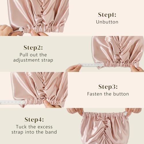 22 Momme 100% Mulberry Silk Bonnet for Sleeping Women, Pink
