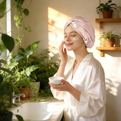 22 Momme 100% Mulberry Silk Bonnet for Sleeping Women, Pink
