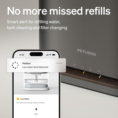 PETLIBRO Cat Water Fountain Stainless Steel Tray, Cordless Cat Fountain Battery Operated, 3L/101oz Pet Water Fountain App Monitoring, Quiet Cat fountains for drinking, Easy Clean 5G WiFi Cat Dispenser