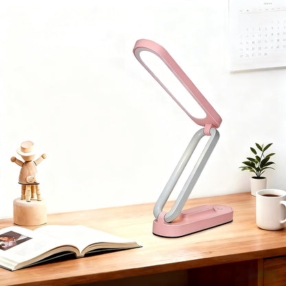 Rechargeable LED Desk Lamp, Foldable Portable Table Light, Pink