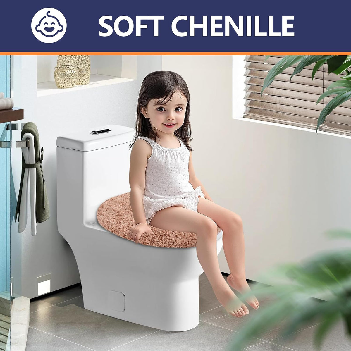 Microfiber Elongated Toilet Seat Cover 19.5"x 15" Machine Washable
