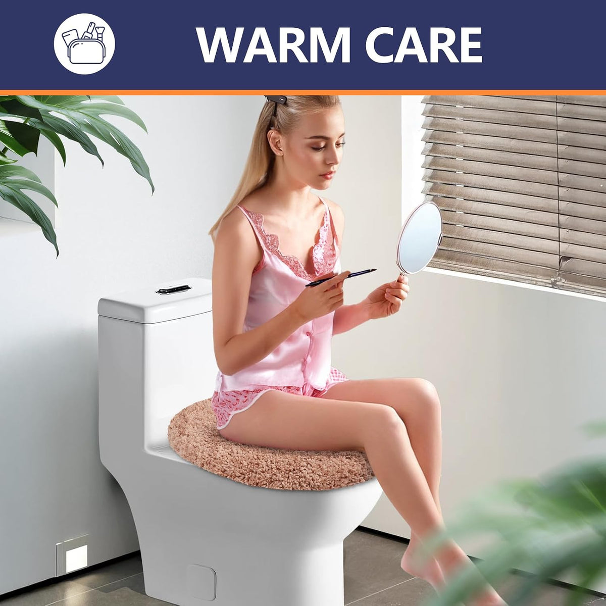 Microfiber Elongated Toilet Seat Cover 19.5"x 15" Machine Washable