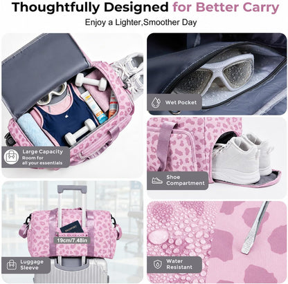 Women's Gym Duffle Bag with Shoes Compartment, 30L Capacity, Ideal for Travel, Gym, Sports, Duffel, Weekender
