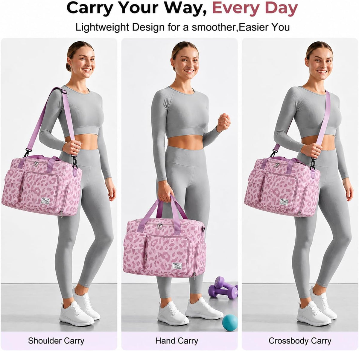 Women's Gym Duffle Bag with Shoes Compartment, 30L Capacity, Ideal for Travel, Gym, Sports, Duffel, Weekender