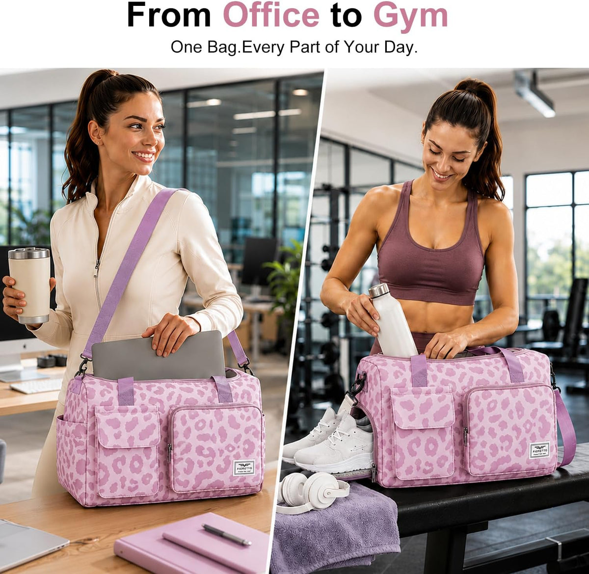 Women's Gym Duffle Bag with Shoes Compartment, 30L Capacity, Ideal for Travel, Gym, Sports, Duffel, Weekender