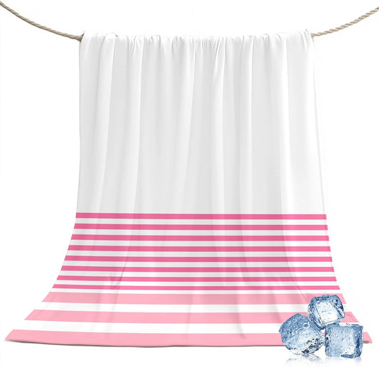 Cooling Blanket for Hot Sleepers Pink Stripe Lightweight Breathable Double Sided Summer Blanket Classic Style Cooling Throw Blanket for Couch Bed Night Sweats 30"x40"