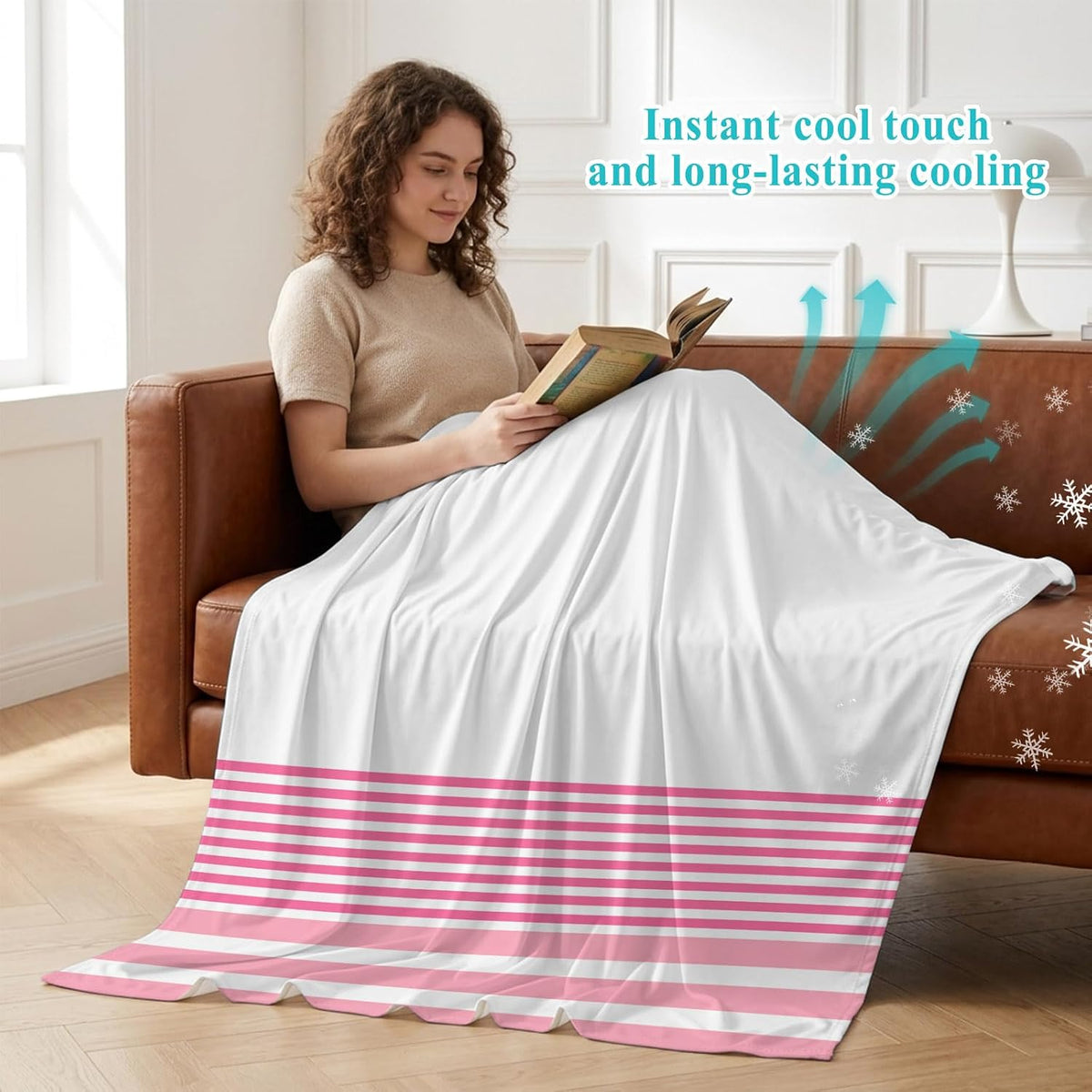 Cooling Blanket for Hot Sleepers Pink Stripe Lightweight Breathable Double Sided Summer Blanket Classic Style Cooling Throw Blanket for Couch Bed Night Sweats 30"x40"