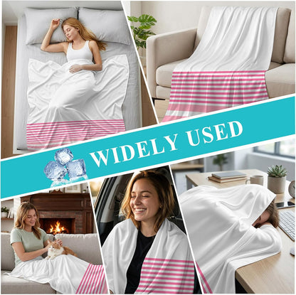 Cooling Blanket for Hot Sleepers Pink Stripe Lightweight Breathable Double Sided Summer Blanket Classic Style Cooling Throw Blanket for Couch Bed Night Sweats 30"x40"