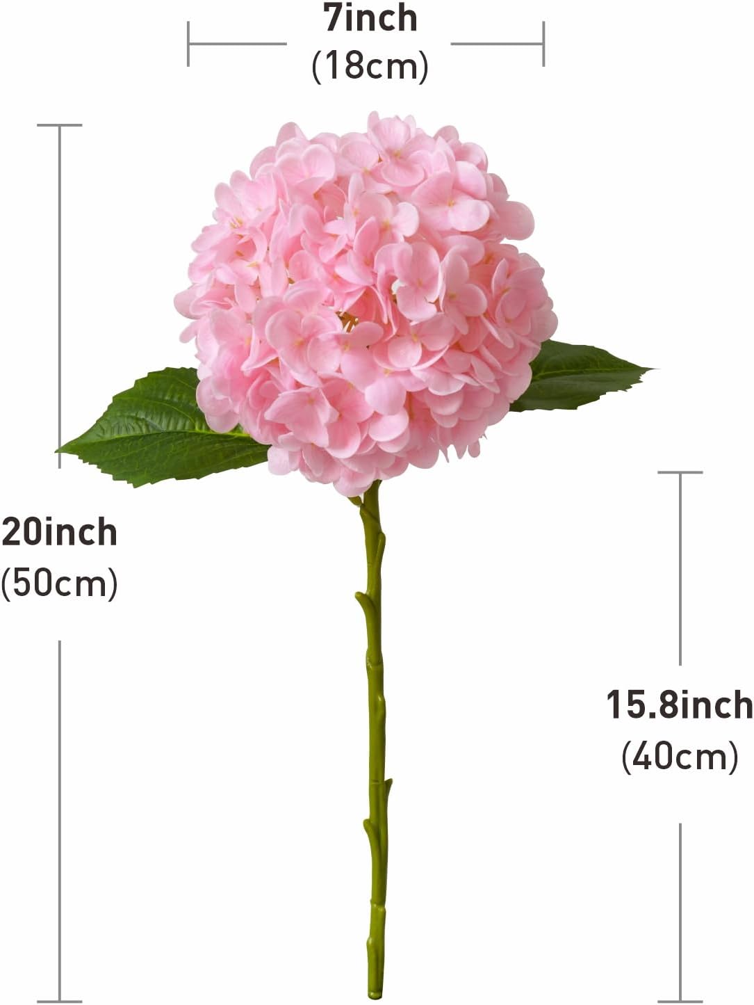 3 Pcs 20" Real Touch Pink Hydrangea Artificial Flowers, Lifelike Latex Faux Fake Flowers with Stems, for Vase Table Centerpiece Home Decor Wedding Bouquet