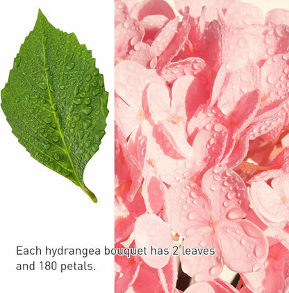 3 Pcs 20" Real Touch Pink Hydrangea Artificial Flowers, Lifelike Latex Faux Fake Flowers with Stems, for Vase Table Centerpiece Home Decor Wedding Bouquet