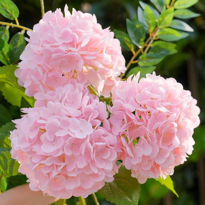 3 Pcs 20" Real Touch Pink Hydrangea Artificial Flowers, Lifelike Latex Faux Fake Flowers with Stems, for Vase Table Centerpiece Home Decor Wedding Bouquet