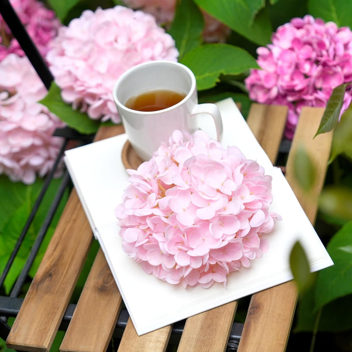3 Pcs 20" Real Touch Pink Hydrangea Artificial Flowers, Lifelike Latex Faux Fake Flowers with Stems, for Vase Table Centerpiece Home Decor Wedding Bouquet